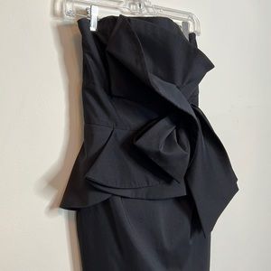 White House Black Market Strapless Peplum Dress Bow Formal Black